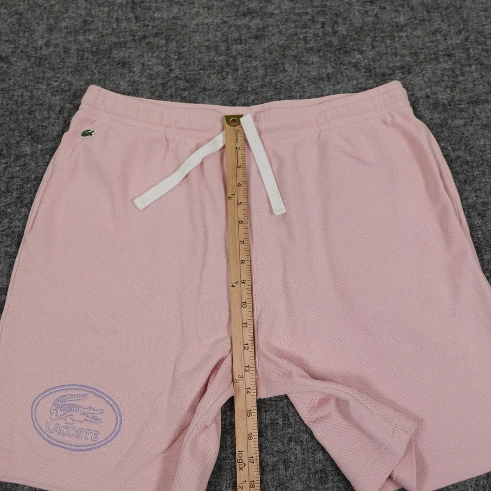 Lacoste Sport Croc Embroidery Shorts Mens XXL‎ Pink Cotton Blend Drawstring
